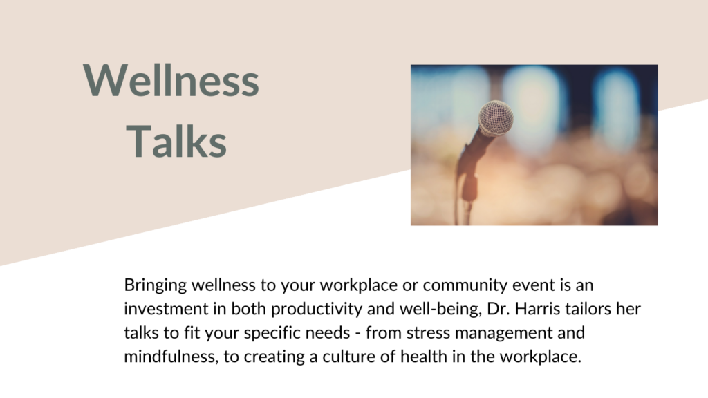 Wellness Talks banner - Bringing wellness to your workplace or community event is an investment in both productivity and well-being