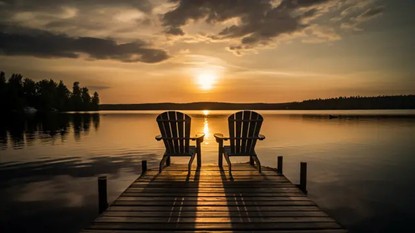 Adirondak Chairs by a sunset